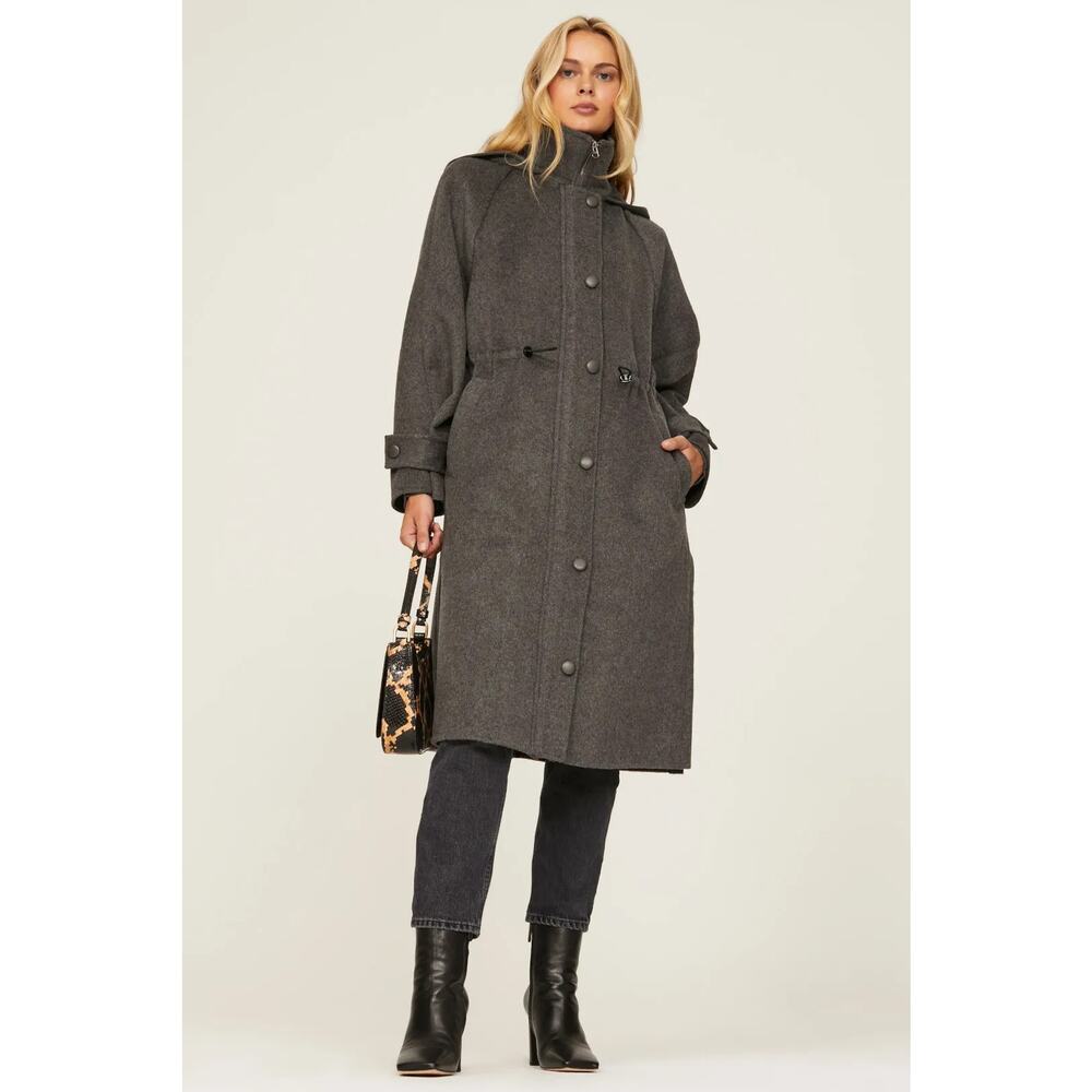 Jason Wu Drawstring Wool Coat Charcoal Gray Size S Designer Outerwear